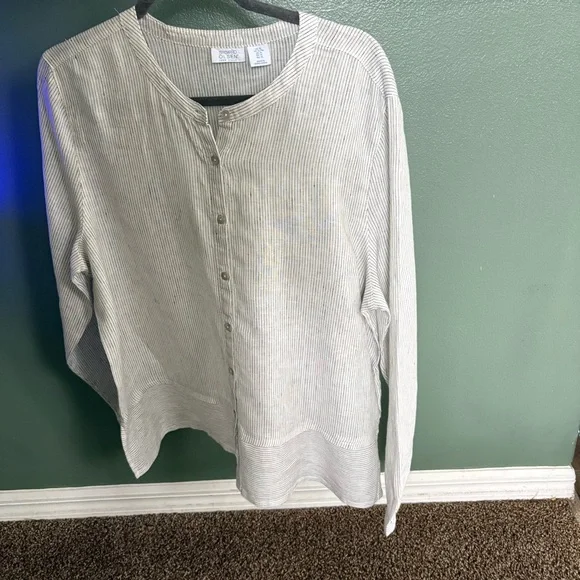 Sigrid Olsen Linen Striped Shirt - Picture 2 of 8